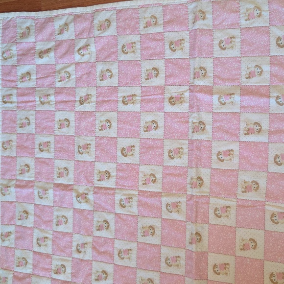 Pink and White Hand Quilted Blanket - Picture 8 of 10